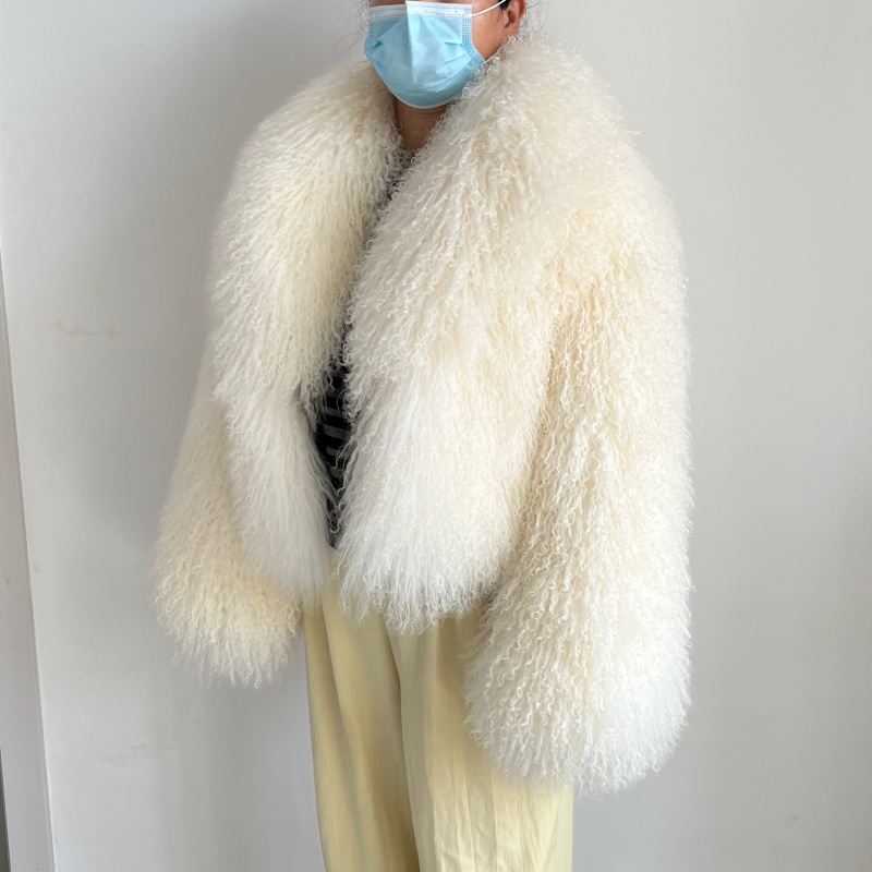 Beiziru Echte Mongoolse bontwinterjas voor dames, dikke warme modieuze jas met hoogwaardige kraag