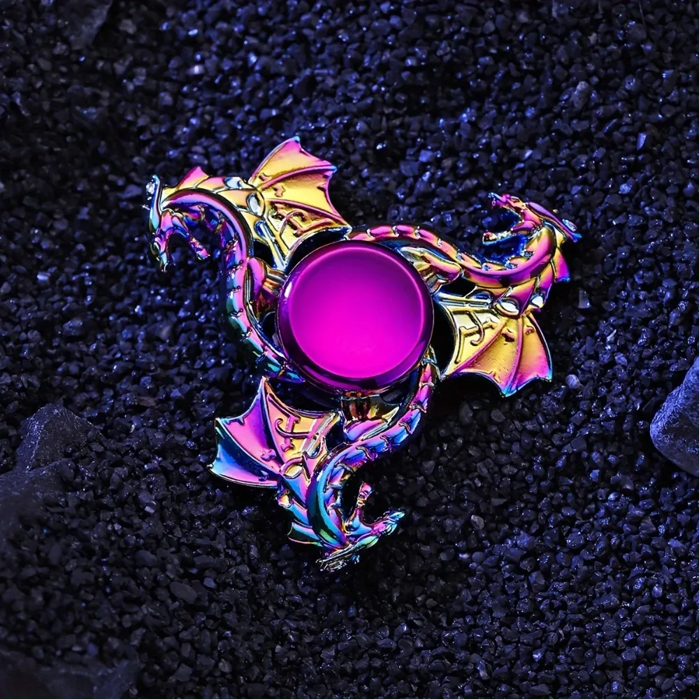 1pc durável metal dedo girador, céu colorido subindo dragão adulto brinquedo legal com tempo de rotação de longa duração