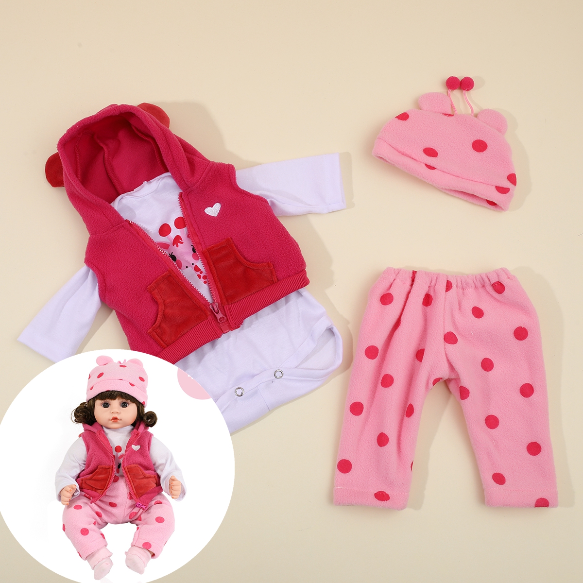 Reborn Baby Doll roupas ternos, acessórios para geração, 45cm, 17 Polegada, apto para 45cm