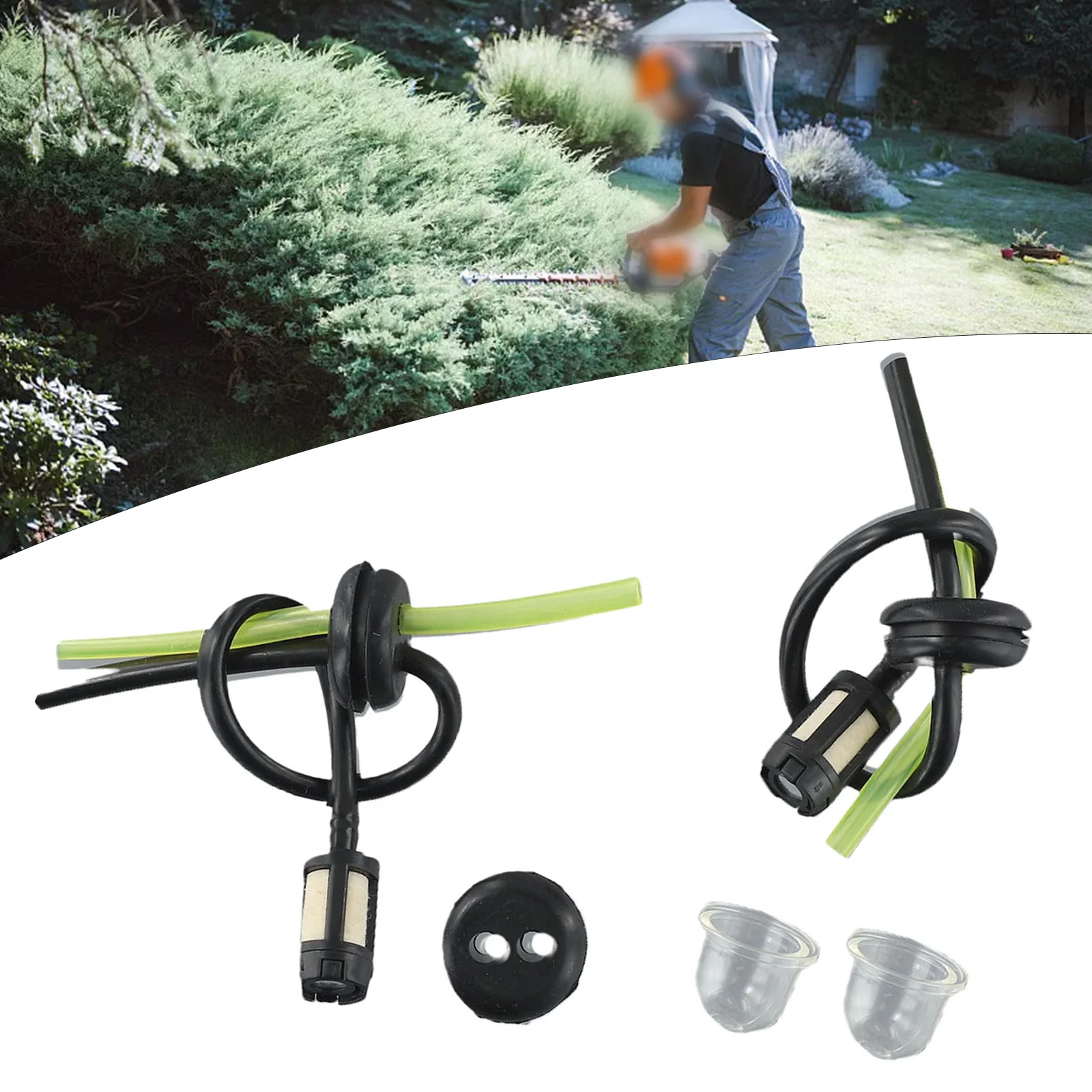2 set filtro carburante guarnizione tubo carburante con lampadine di adescamento per decespugliatore tagliasiepi accessori per tosaerba da giardino attrezzi da giardino