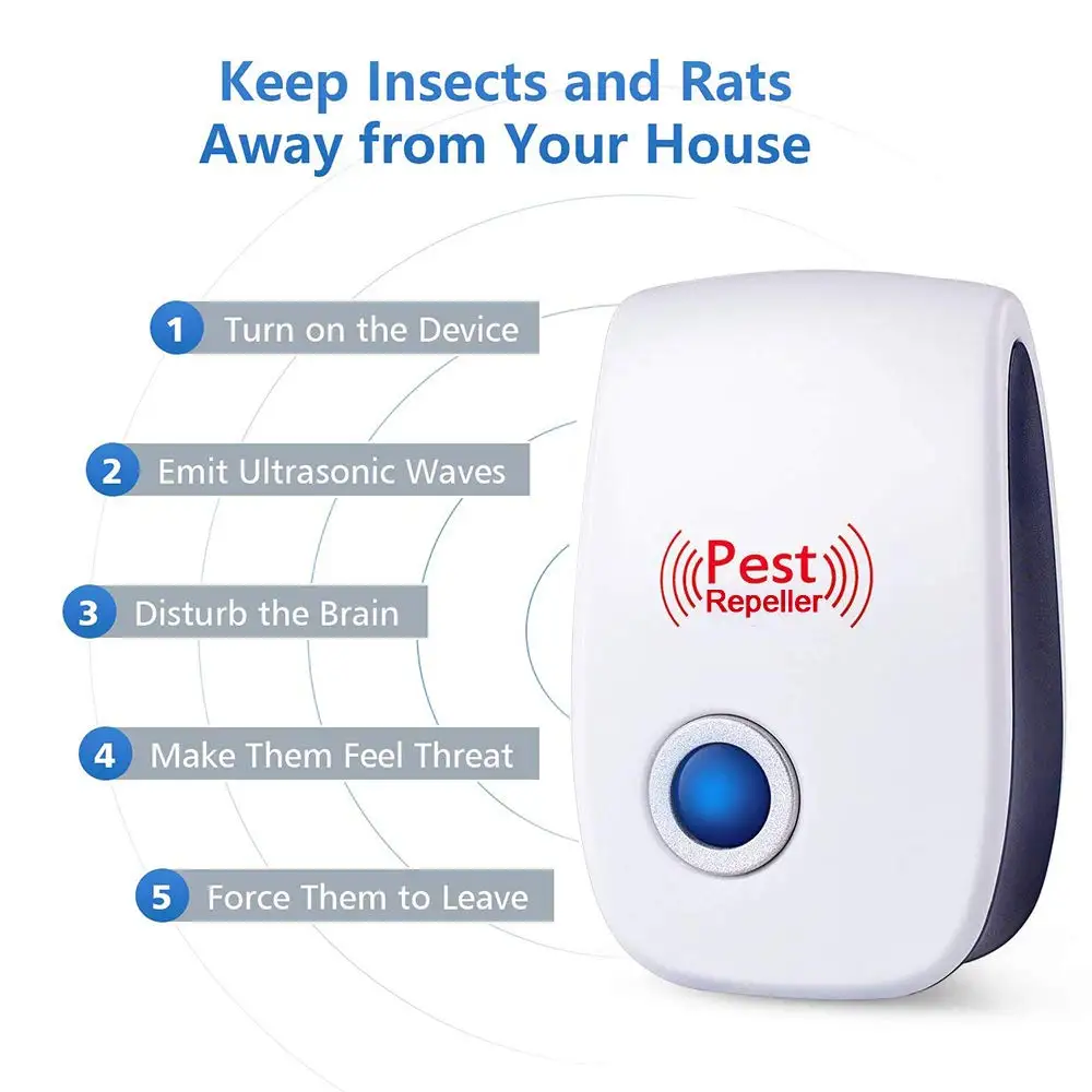 Ultrasonic Pest Repeller ปลั๊กอิเล็กทรอนิกส์ Sonic Repellent pest Control สําหรับแมลงแมลงสาบ Ant Mice Bugs Mouse