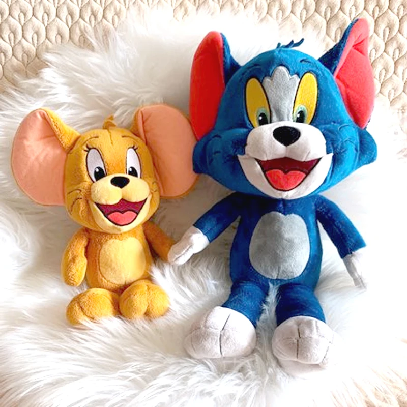 อะนิเมะ Tom และ Jerry Plush ของเล่นการ์ตูนตัวเลขภาพยนตร์แมวเมาส์น่ารัก Plushies ตุ๊กตาสัตว์ตุ๊กตาของเล่นสําหรับของขวัญเด็กจัดส่งฟรี