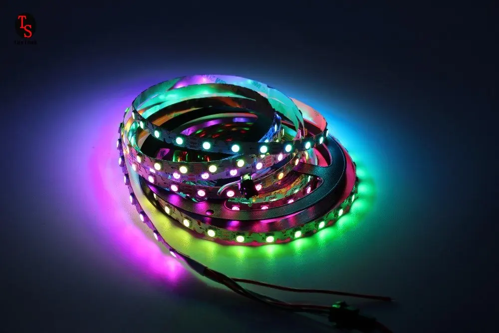 1/2/3/4/5M bendable S shape type Addressable WS2812B  5mm 8mm PCB ws2812  RGB LED pixel strip 60leds 60pixels/m 5V full color