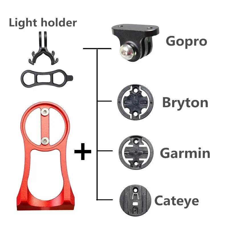 Aluminium Alloy Bicycle Computer Mount Holder Headlight Clamp Bike Handlebar Extension Bracket Adapter for GARMIN Edge GPS Gopro