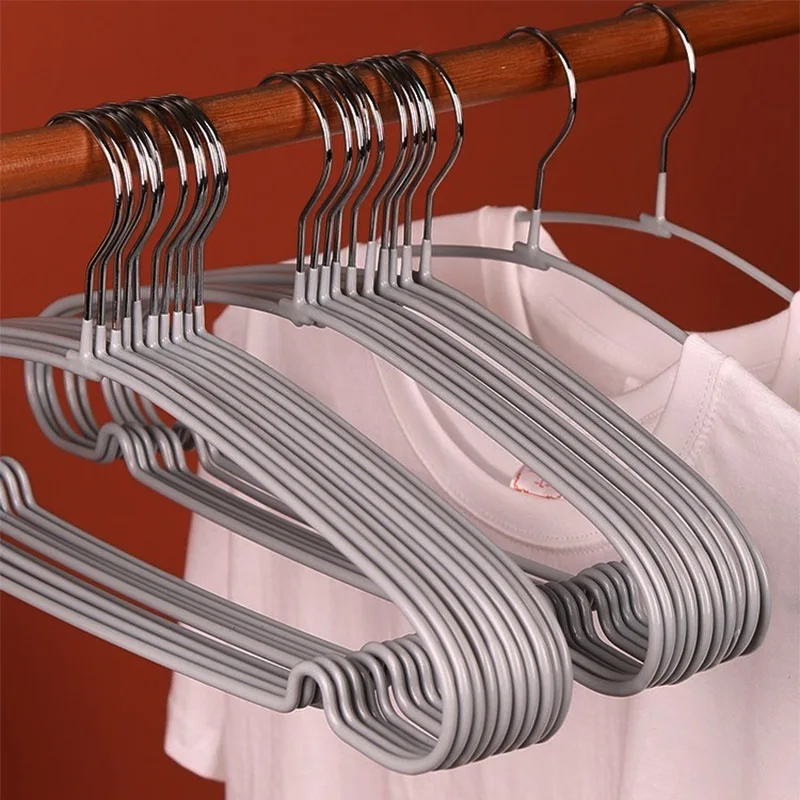 I KNOW PVC 10PCS Non-slip No-trace Hanger Korean Hot Sale Multi-functional Wide Clothes Hanger High Quality PVC Round Hanger