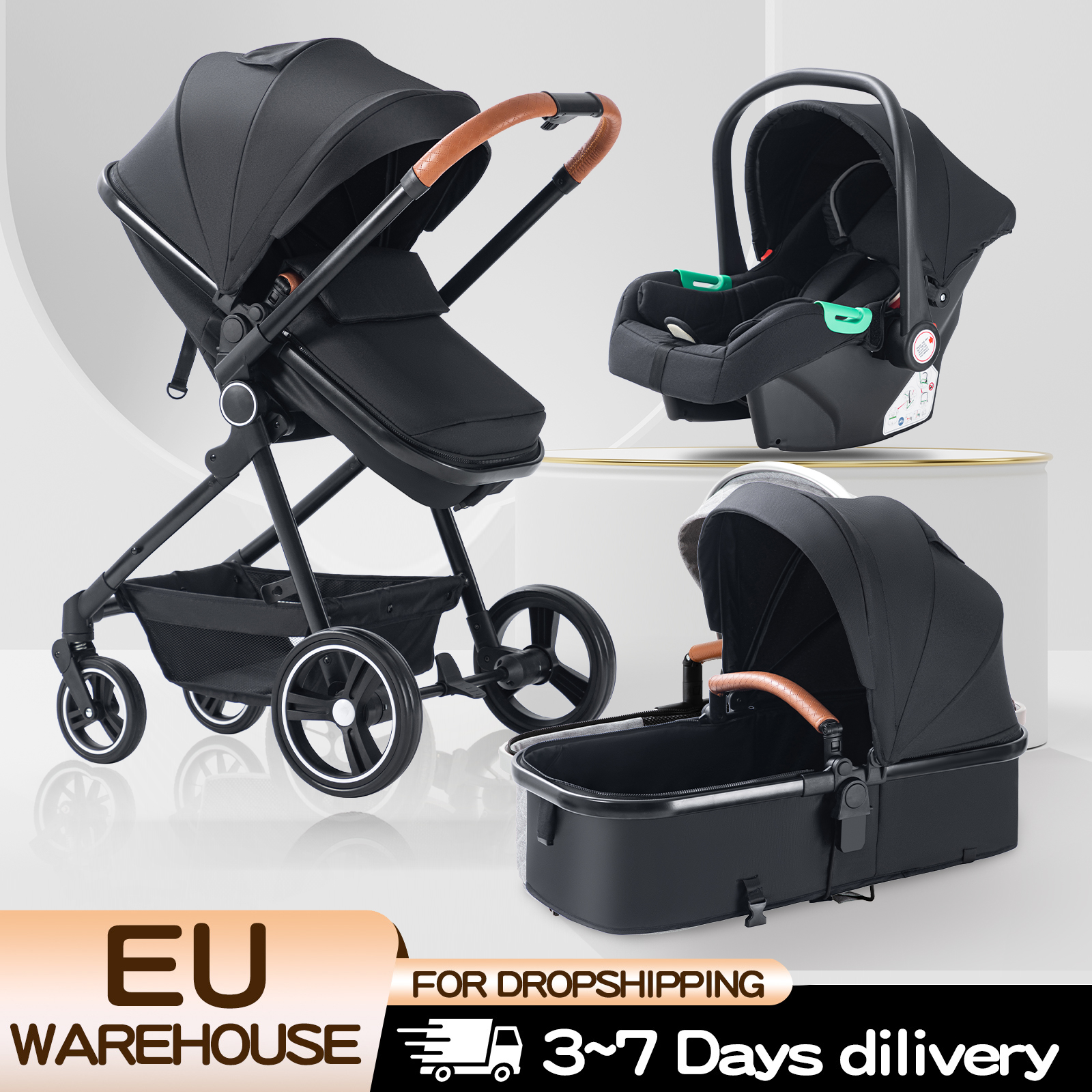 Baby Kinderwagen 3 in 1 Falten Kinderwagen Hohe Landschaft Aluminium Rahmen Luxuriöse Tragbare Reise Kinderwagen Neugeborenen Kinderwagen