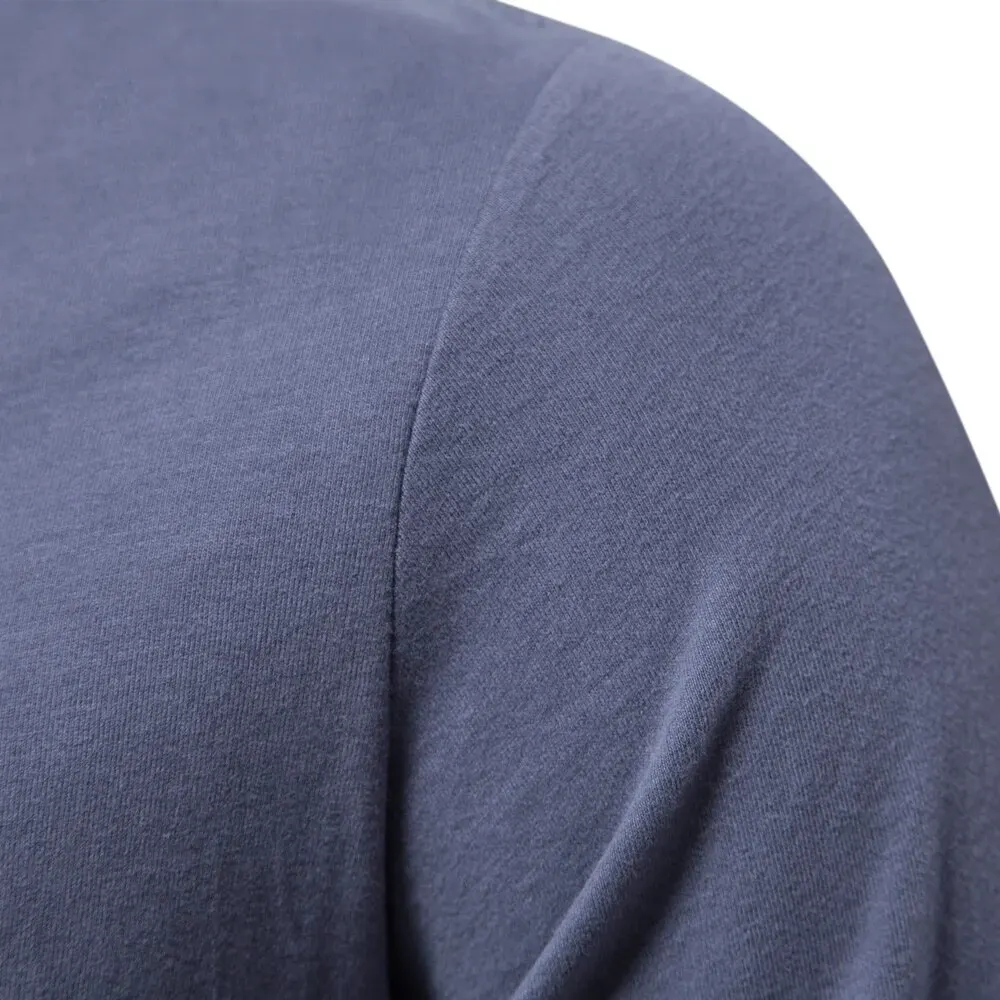 Camiseta de manga larga 100% de algodón para hombre, camisetas informales sólidas de primavera, camisetas clásicas de alta calidad