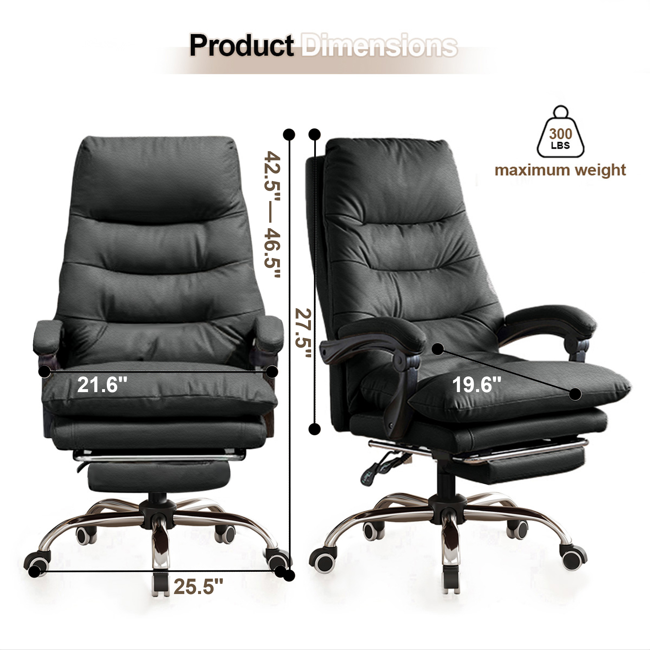 Comfortable Office Chair High Back Executive Desk Chair Leather Computer Gaming Chair Swivel Office Chairs with Footrest