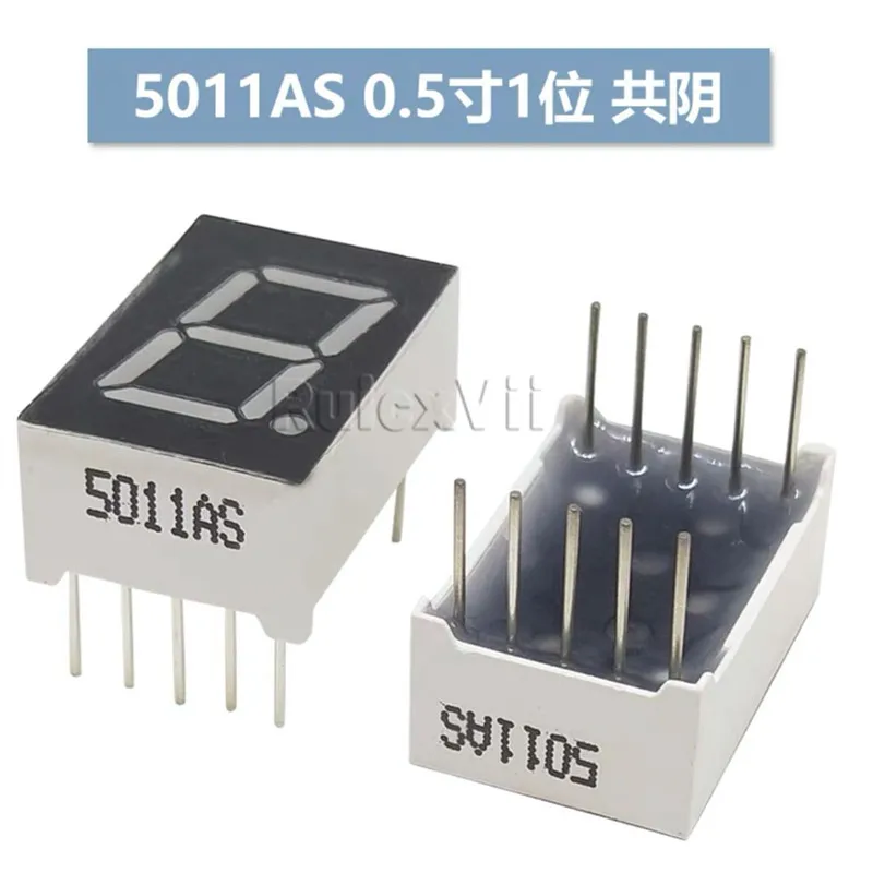 10pcs 1-digit LED Digital Tube 0.5 Inch Red Highlight 5011BS Common Positive/5011AS Common Negative