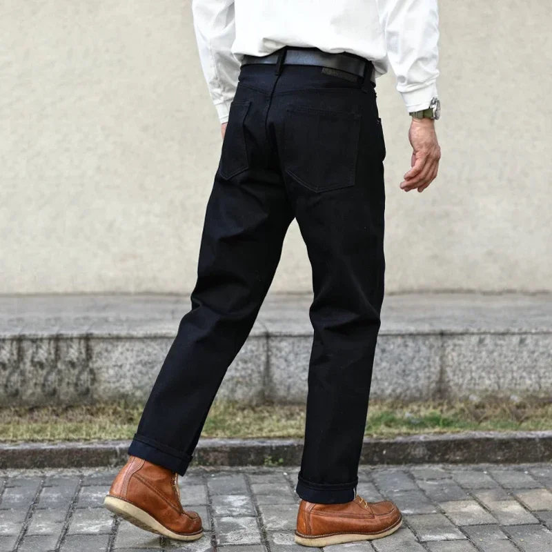 ソースzhan-メンズブラックジーンズ、両面プリントジーンズ、サンライズセルベエッジデニム、16オンスのレギュラーフィット、SZ6601-BL