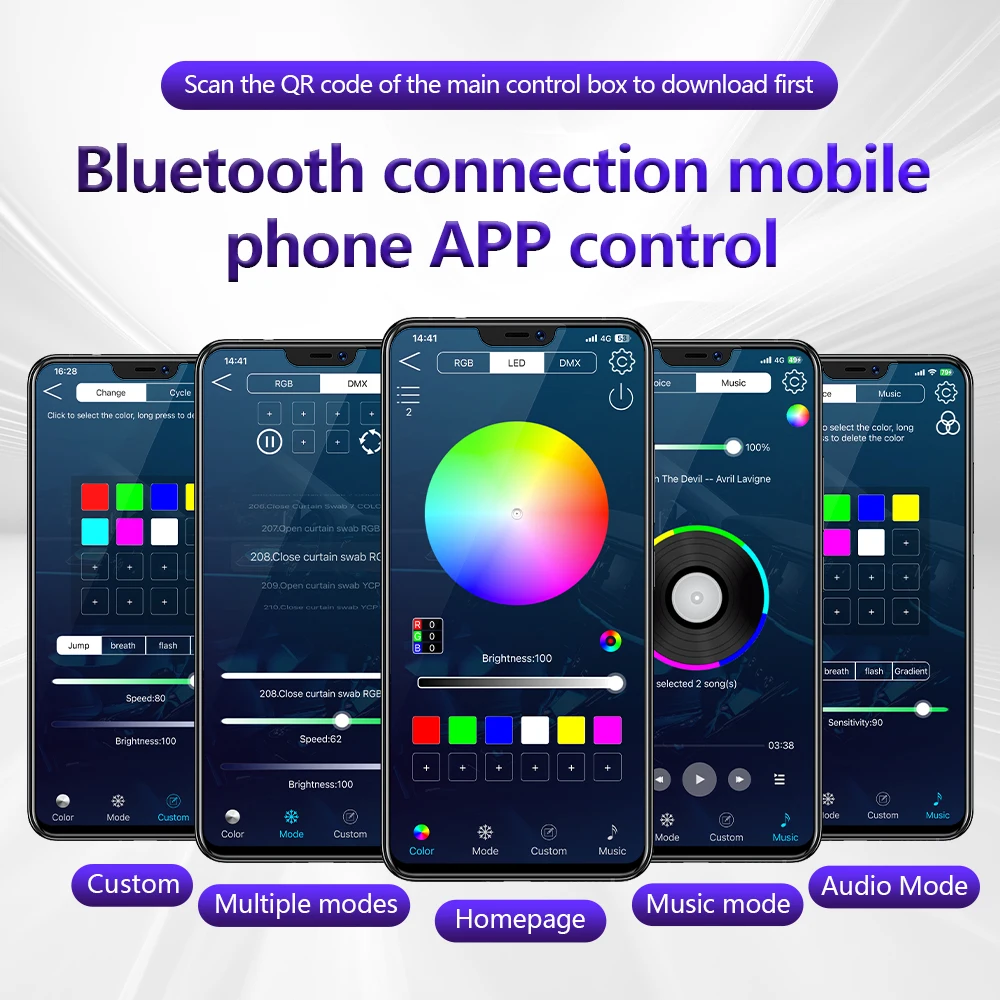 10/14/18 em 1 led luzes ambientais do carro 213 64 cores rgb sinfonia streamer bluetooth arco-íris tiras acrílicas kit de lâmpada atmosfera 12v