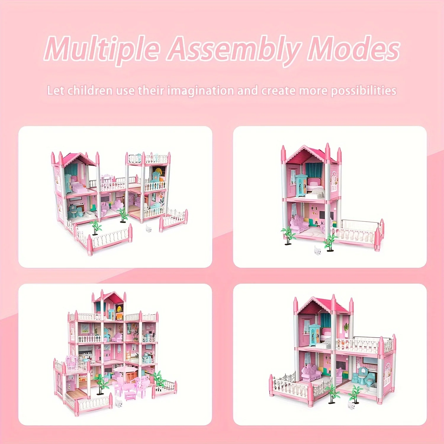 子供の音楽ドールハウス組立ヴィラハウス 3D DIY ドリームプリンセス城ヴィラ組立ドールハウスセットおもちゃ女の子家族のおもちゃ
