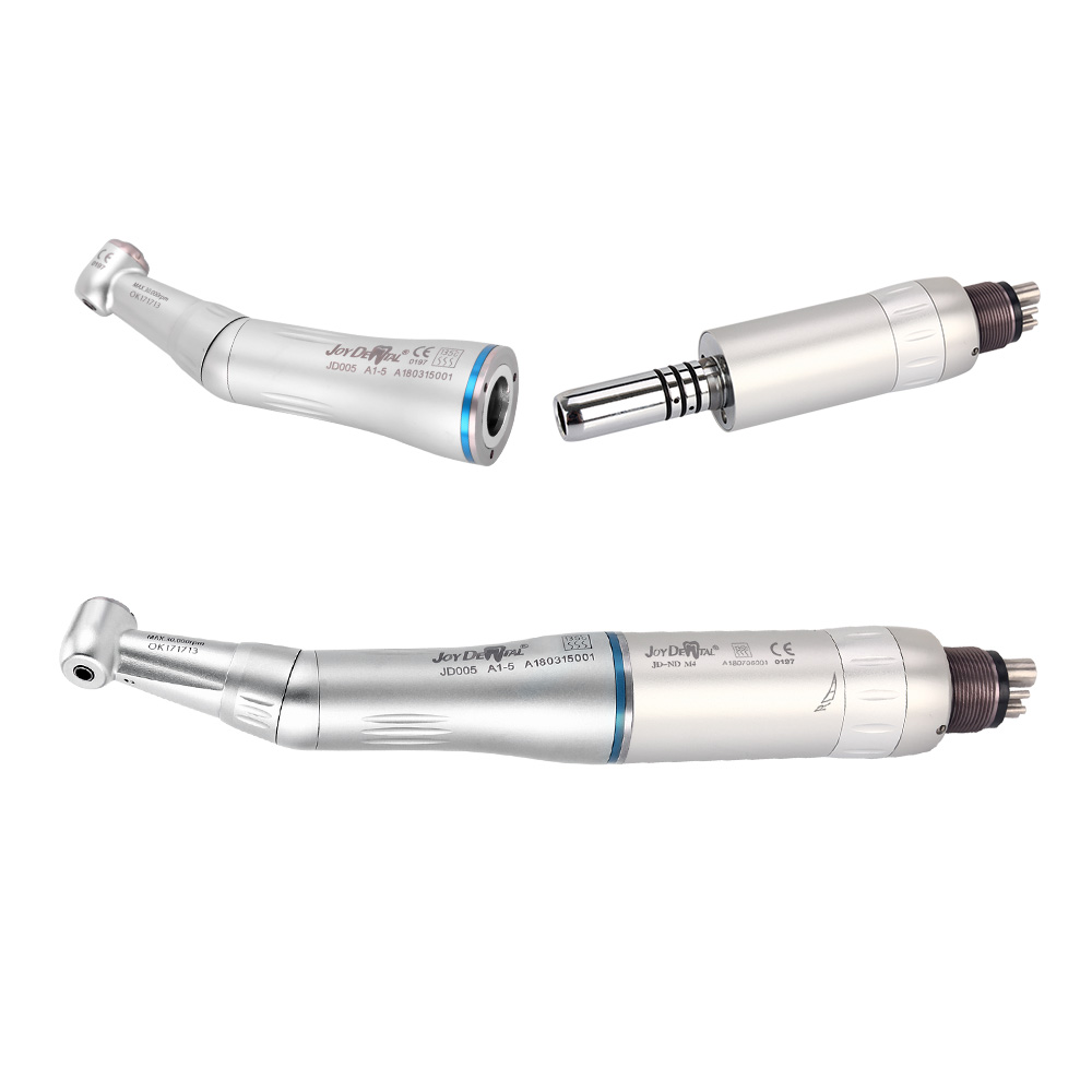 Pieza de mano Dental de baja velocidad, botón de presión, contraángulo 1:1, Motor de aire tipo E de 4 agujeros con sistema de refrigeración por agua interna
