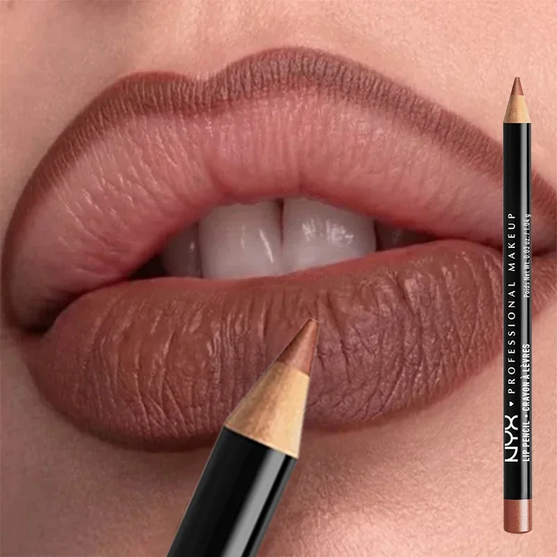 Lápiz de labios Delgado, delineador de labios cremoso de larga duración, resistente al agua, Plumping Stain, Natural, Marrón Nude, maquillaje profesional