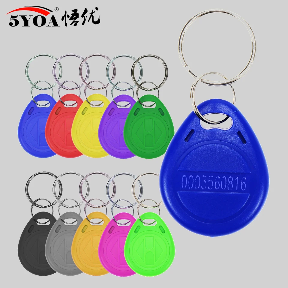 5yoa 100 peças tk4100 chaves etiqueta rfid colorida 125khz cartão rfid de proximidade keyfobs chave fob controle de acesso cartão inteligente cores keyfob