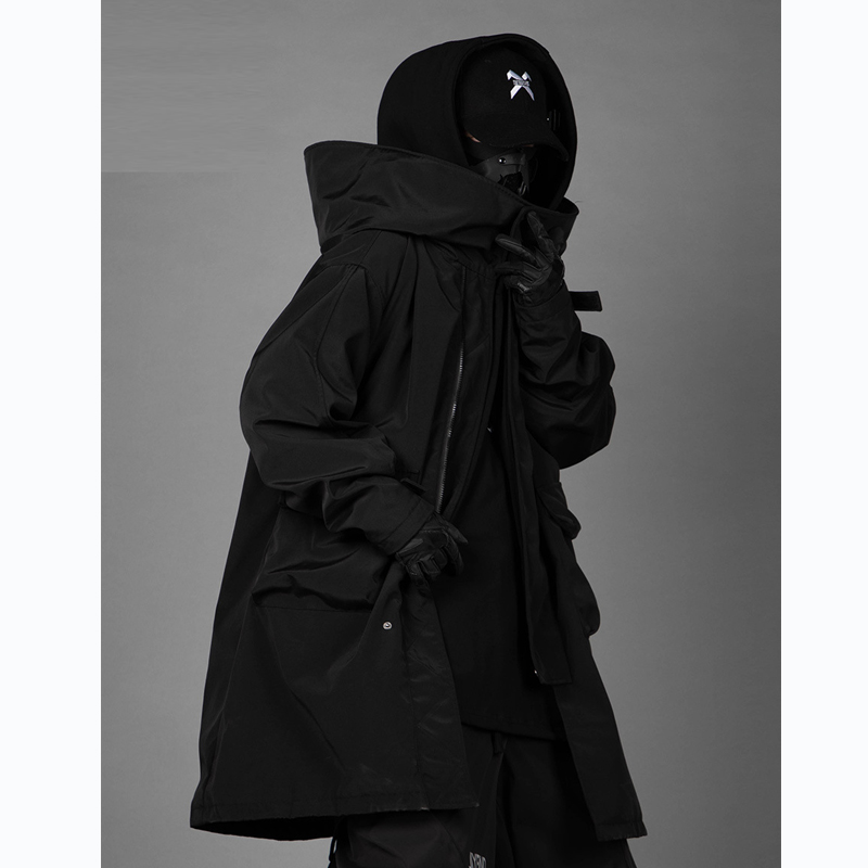 11bybb's dunkle Männer Winter lange Jacke Wind jacke neue gefälschte zweiteilige abnehmbare Liner Funktion Parkas Mäntel dicke Jacke