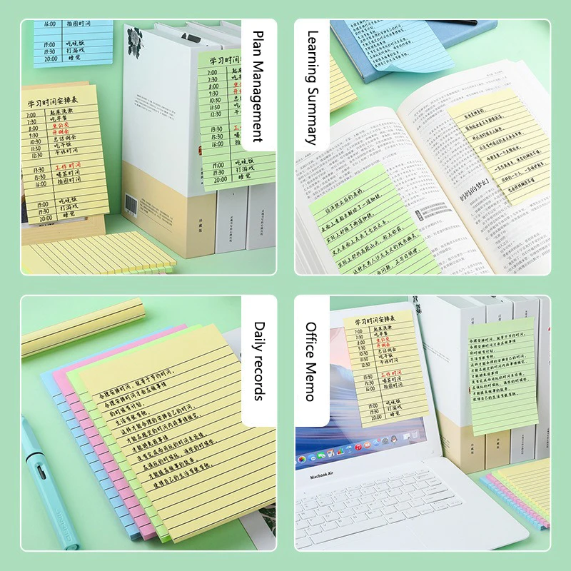 100/200 หน้าแนวนอน Sticky Notes กระดาษโน้ตบุ๊คขนาดใหญ่สํานักงานนักเรียน Sticky Notes Notebook Notes