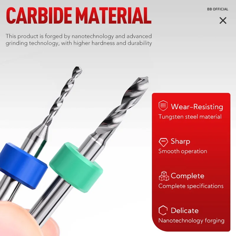 BB PCB Mũi Khoan Siêu Nhỏ Cacbua Mini Bit In Bảng Mạch DIY 0.1 Sang 6.0Mm Đường Kính 3.175 1 8 lắc Chân 10 Bộ
