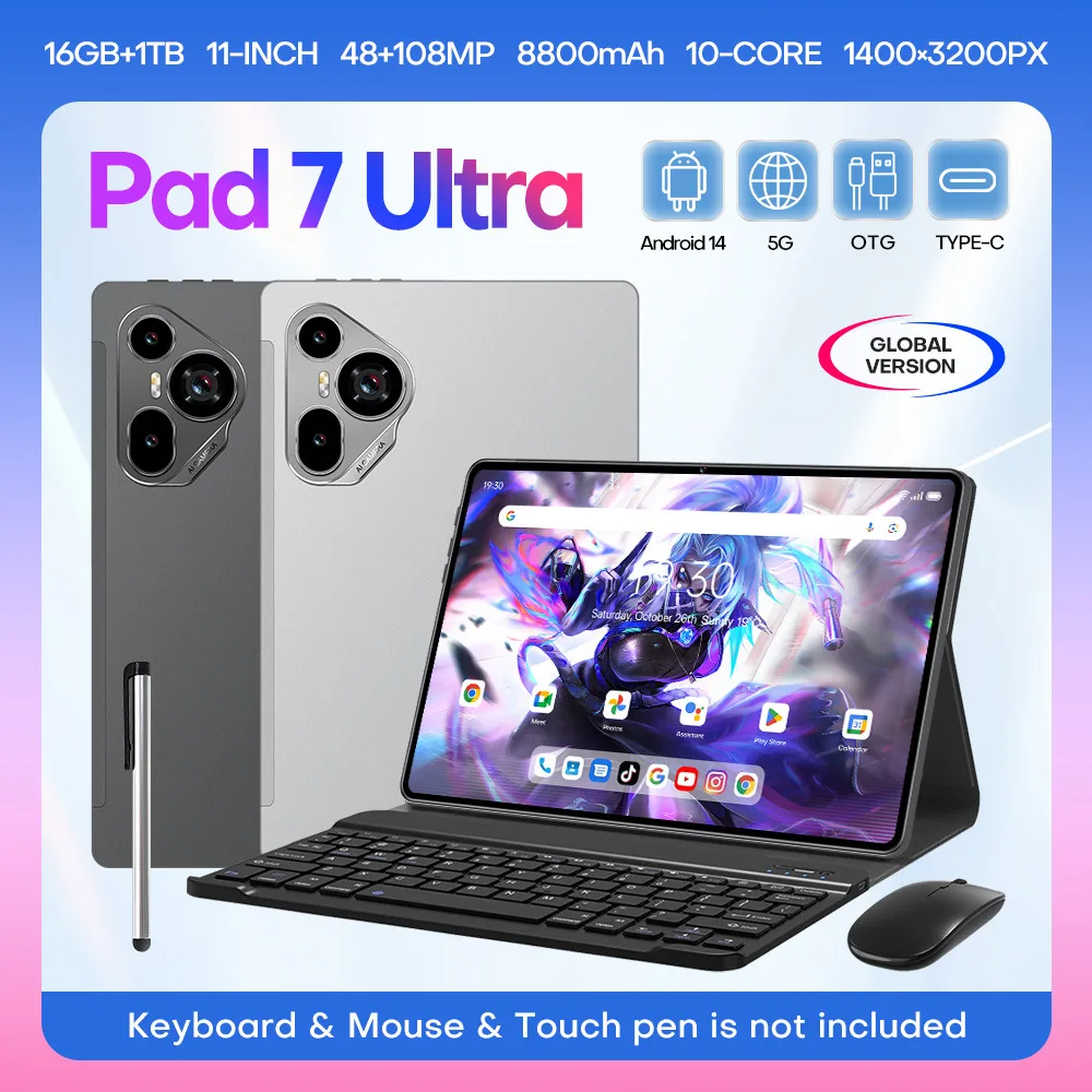 WM PAD 7 Ultra 10.1 Inch Tablet Android Phablet Support phone SIM cards 16GB RAM 256GB ROM 4 Cores,1TB Expand