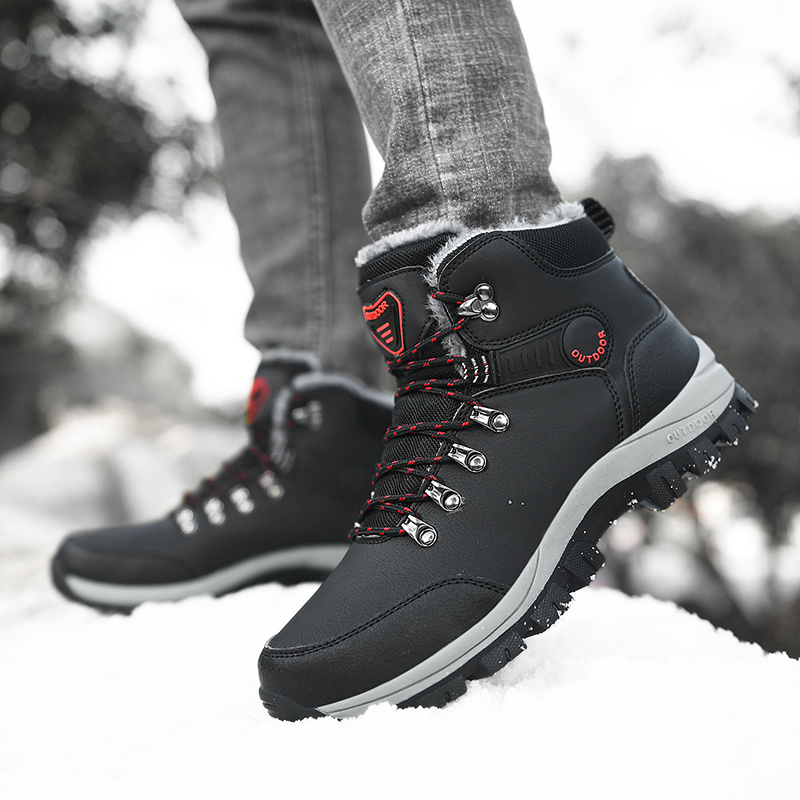 Im Freien rutschfeste Herren-Schneestiefel 2024, verdickte warme Herren-Freizeitschuhe, Winter-Wanderschuhe, plus Samt, große wasserdichte Stiefel