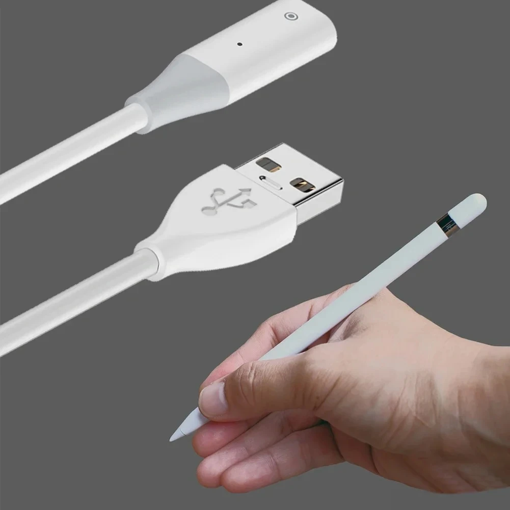 สายชาร์จสไตลัส USB A/Type-C สายชาร์จส่วนต่อขยายชายกับหญิงพร้อมไฟแสดงสถานะสําหรับ Apple Pencil Generation 1
