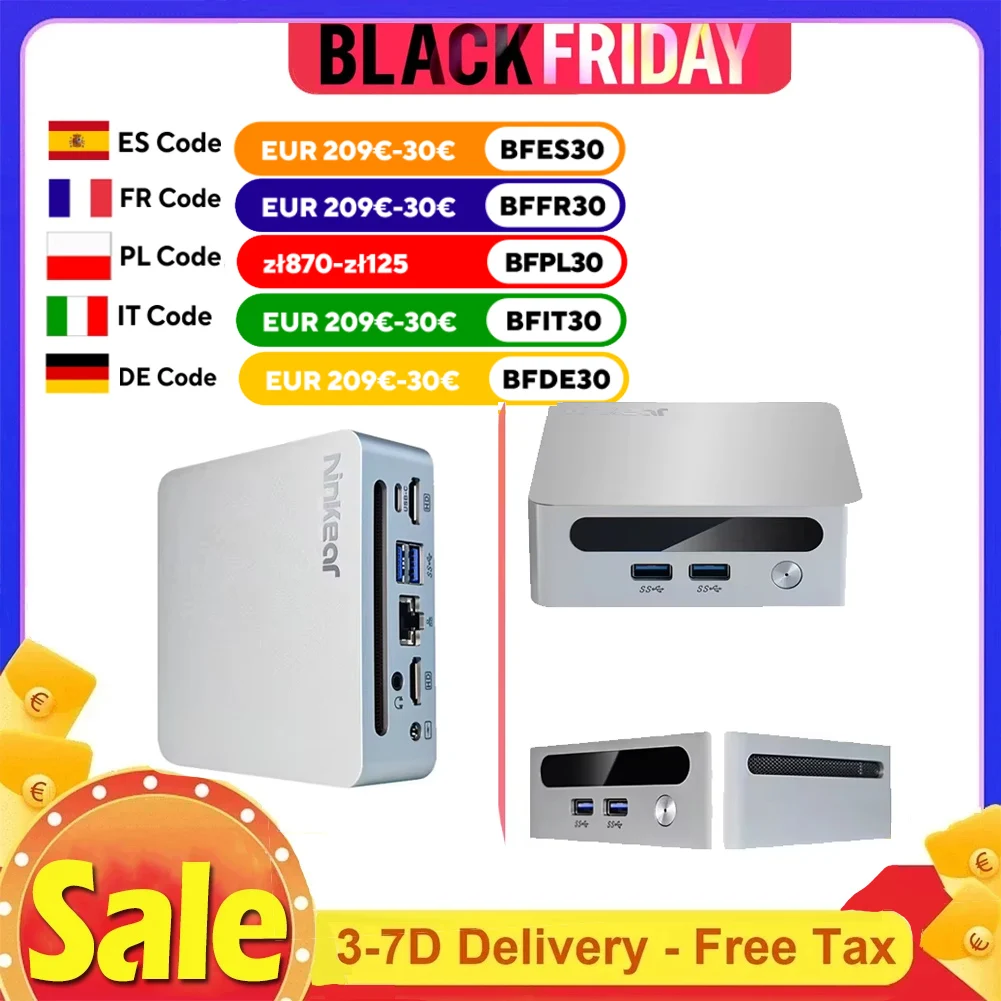 Ninkear n4 mini pc amd ryzen 7 4800u 8 kerne max 4,2 ghz 16gb ram 512gb ssd typ-c (8k) 2 * hdmi (4k) triple display wifi 6