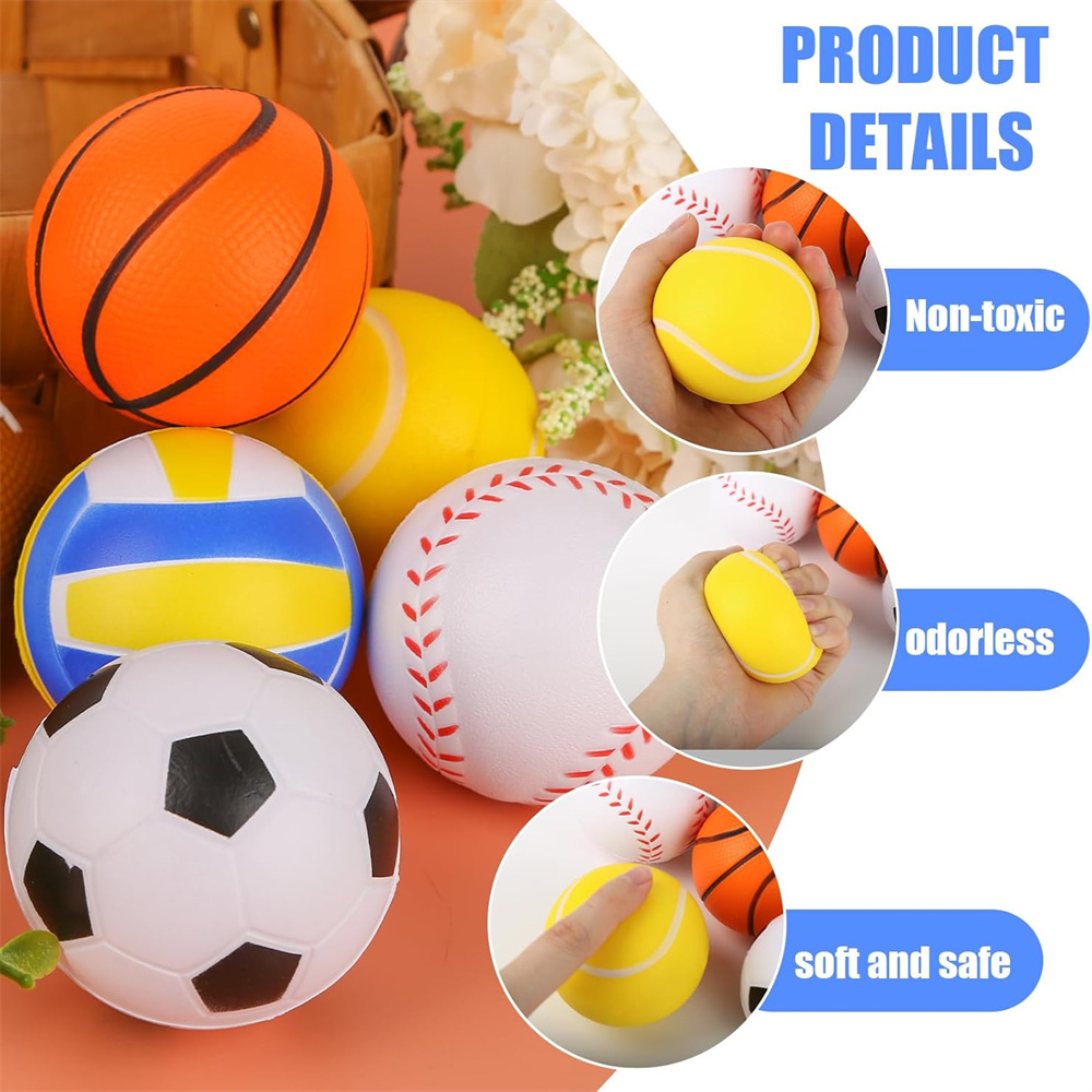6cm mini bolas de estresse bolas esportivas do plutônio para crianças basquete beisebol futebol tênis globo espremer bolas para alívio do estresse