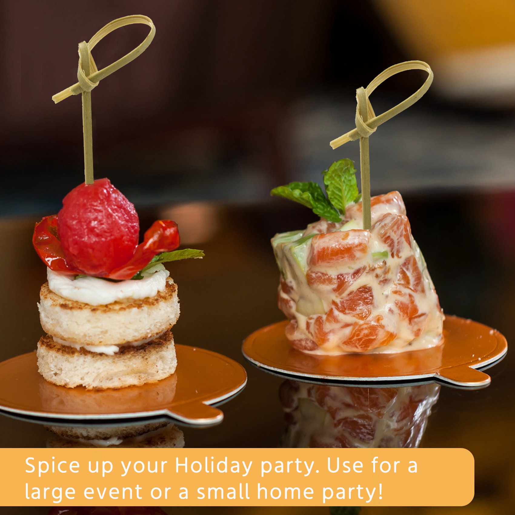 Mais novo pacote de 300 palitos de coquetel de bambu palitos de dente de coquetel espetos de bambu palitos para aperitivos 4 Polegada