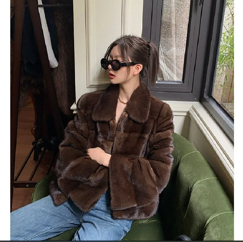 ew mink fur coat for 2023, 100% real mink fur coat, warm and stylish in winter