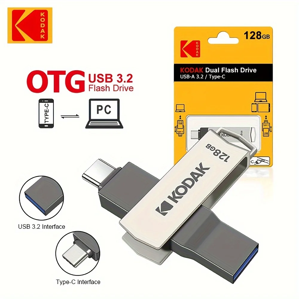 KODAK K273 Typ-C USB3.2 Drehbares USB-Laufwerk 32 GB 64 GB 128 GB 256 GB Mobiler Computer-USB-Laufwerk