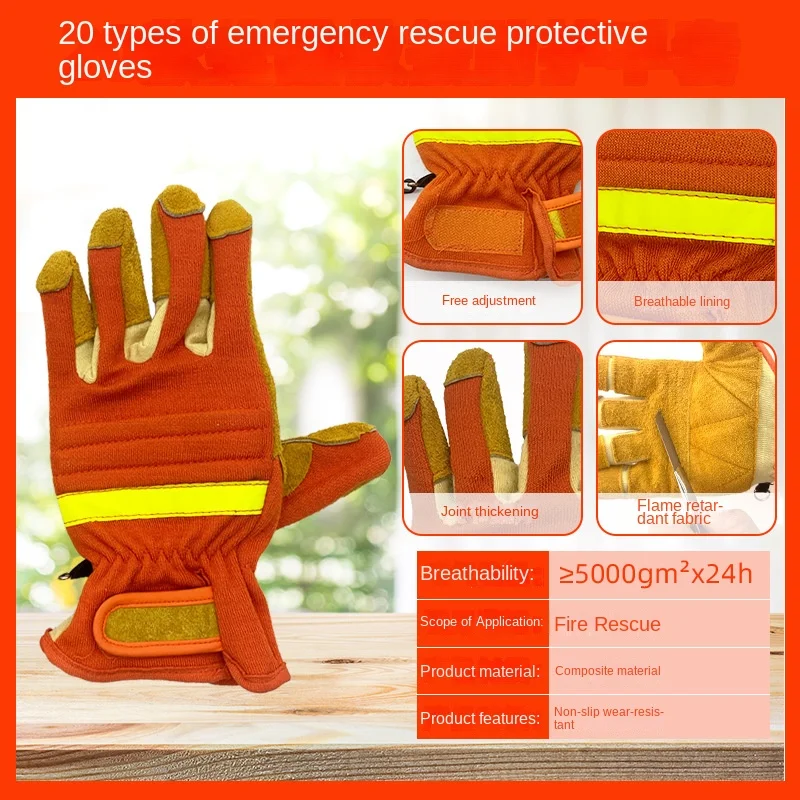 Fire Gloves Fire-Proof Flame-Retardant High-Temperature Resistant And Heat-Insulating  Special Rescue Gloves For Firefighters