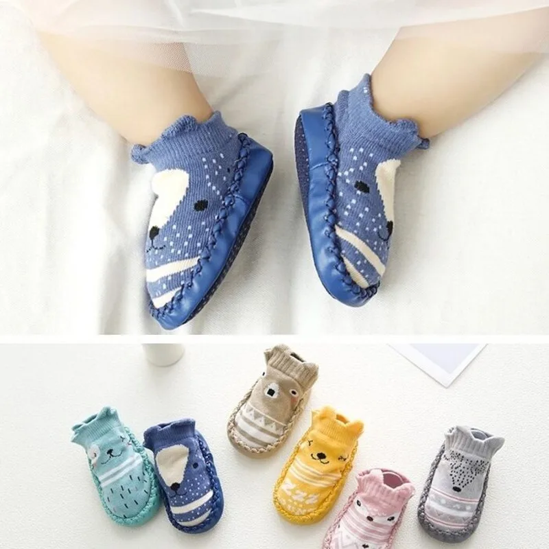 ถุงเท้าใส่ในบ้านสำหรับเด็กทารกพื้นยางรองเท้าพื้นนุ่มกันลื่นสำหรับเด็กแรกเกิดเด็กหัดเดินในร่ม