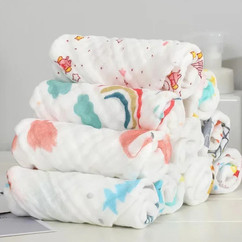 5 stks Baby Gezicht Handdoek Zakdoek Baden Voeden Gezicht Washandje Veeg Spuugdoekje Veel Mousseline 6 Lagen Katoen Zachte Baby handdoeken