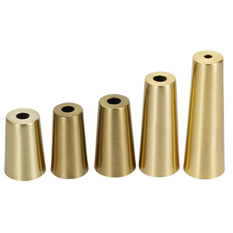 1 pçs pé ponta de cobre sólido mobiliário perna capa de latão escovado cadeira de mesa cilindro/cone tampa proteger decoração inferior almofada segura
