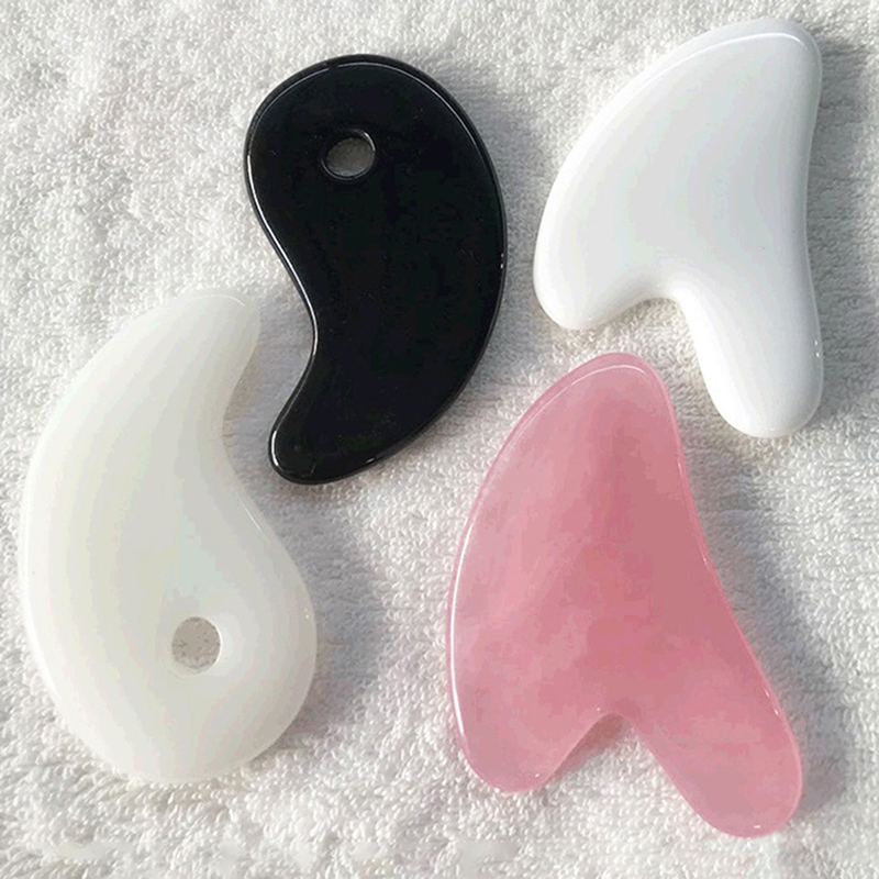 女性用天然樹脂グアシャマッサージャー,翡翠スクレーパー,フェイシャルマッサージャー,スパネックマッサージャー,ポータブルスキンケア,美容健康ツール,1個