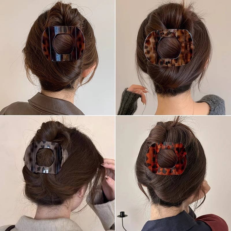 Retro high-end hawksbill eendenbek clip, grote achterclip veerclip luipaardprint clip, nieuwe Koreaanse stijl haarclip haaienclip