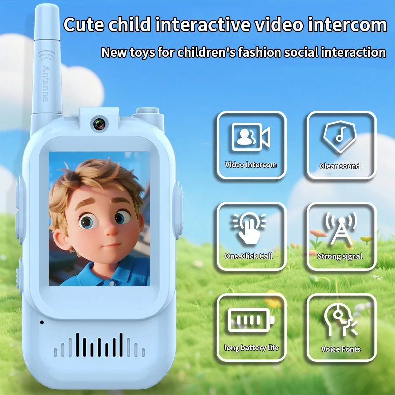 Children's Video Intercom 2-inch High-definition Screen Rechargeable Voice Fonts One-Click Call Cartoon Intercom Gift For Kids