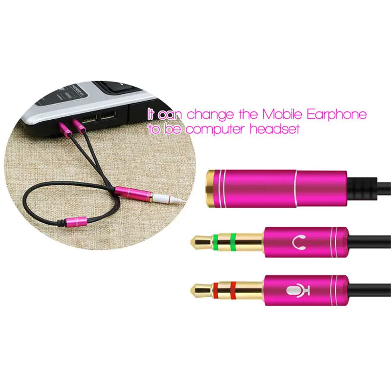 Micrófono de Audio estéreo para auriculares de 3,5mm, divisor Y, micrófono de Audio de 3,5mm a conector auxiliar de 4 polos para auriculares con enchufe de 4 pines y 3,5mm