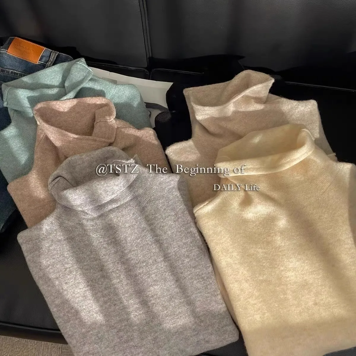 สเวตเตอร์แคชเมียร์แท้100% สเวตเตอร์คอเต่าของผู้หญิงเสื้อสเวตเตอร์ด้านในทรงหลวมคอเต่าสำหรับฤดูใบไม้ร่วงและฤดูหนาว
