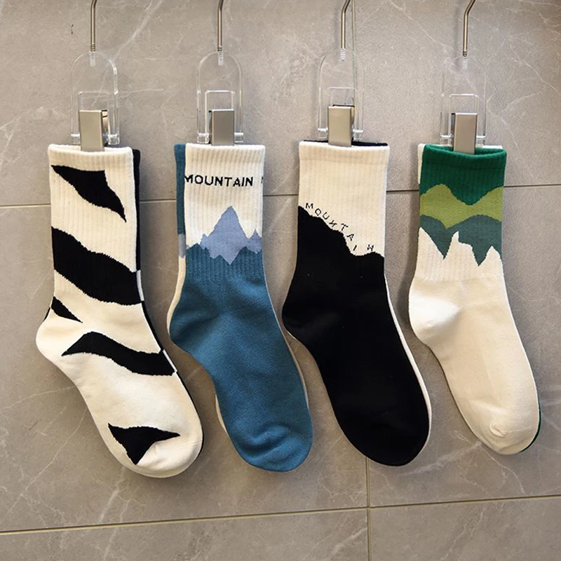 Calcetines de algodón con estampado asimétrico para hombre, calcetín transpirable, estilo Harajuku, Hip Hop, Skateboard, A/B, 1 par