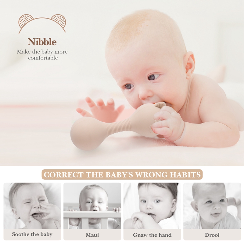 Silicone Chocalhos Brinquedo Musical para Bebê Urso Dos Desenhos Animados, Martelo De Areia, Nascimento De Recém-nascido, Produto Comestível, Silicone Mordedor, Presente