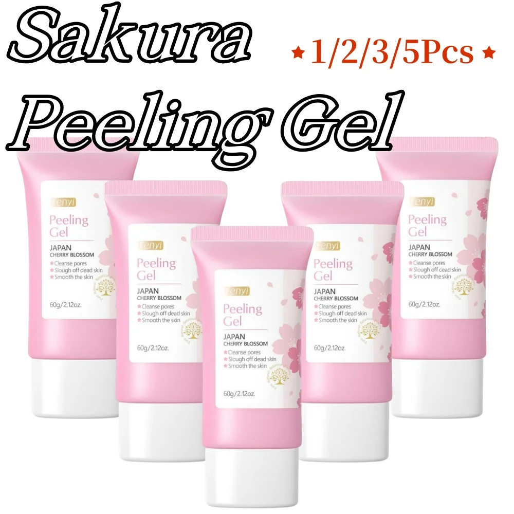 1/2/3/5Pcs Flor de Cerejeira Rosto Limpeza Profunda Esfoliante Gel Clareador Hidratante Reparação Esfoliante Facial Gel Peeling