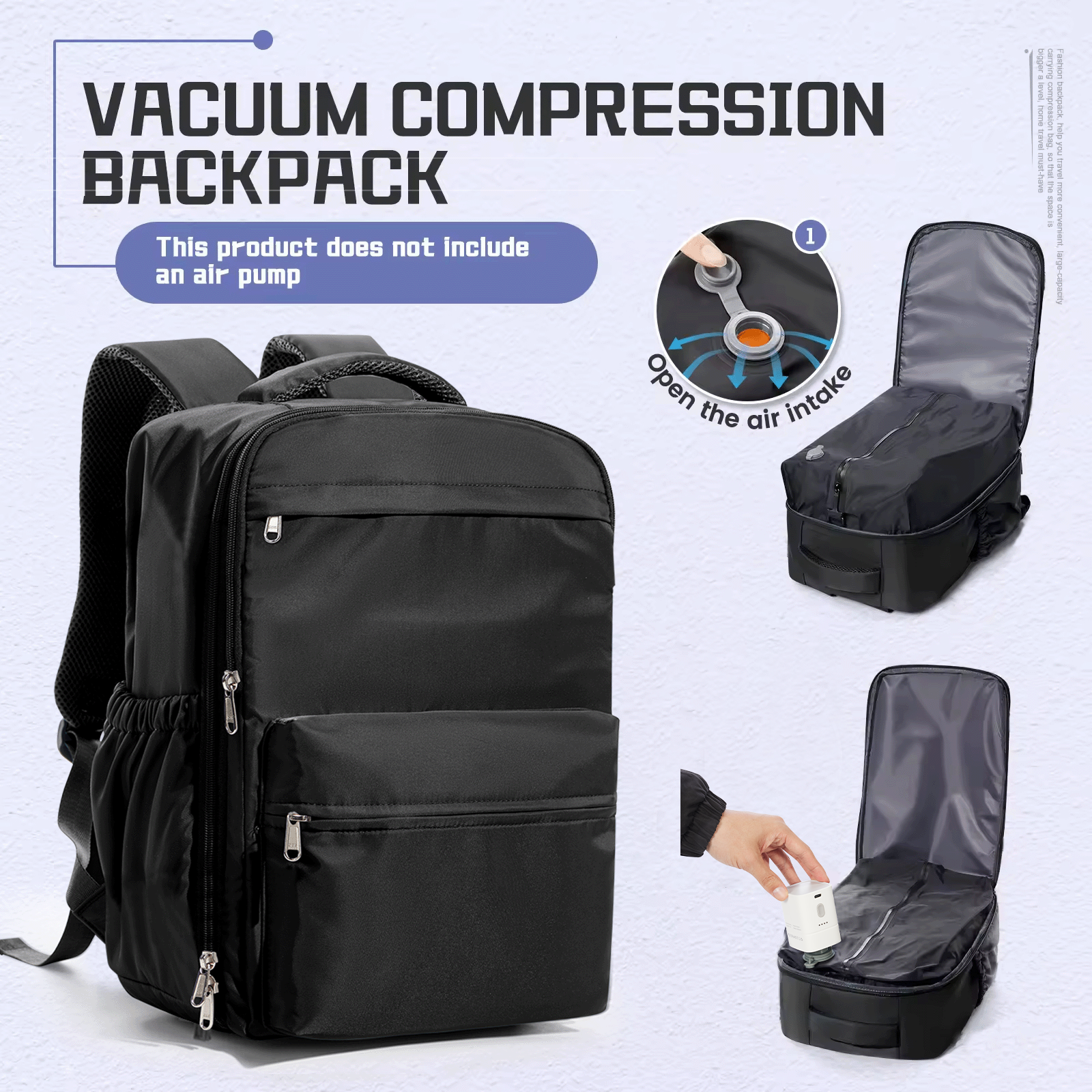 Men Vacuum Compression Backpack 15.6in Laptop Backpack Expand Hiking Vacuum Travel Backpack, Ryanair Backpack 40x20x25 Cabin Bag