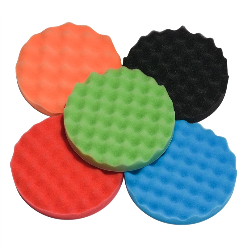 5 ชิ้น 5 "6" 7 "150/180 มิลลิเมตร Buffing ขัดฟองน้ํา Pads Kit Car Polisher Soft Wave โฟมวาฟเฟิล Pad ล้างรถทําความสะอาดรายละเอียดเครื่องมือ