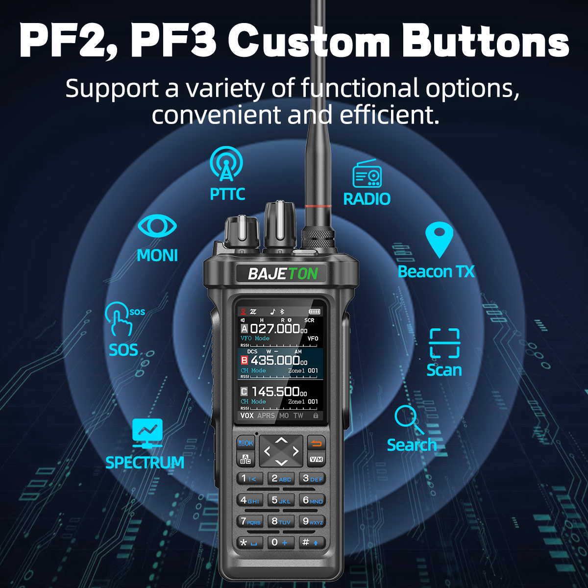 BAJETON BJ-9000 Walkie Talkie CB/SSB/RX/HF Receptor con GPS APRS 10W Bluetooth Programación de teléfono Mismo RT-950 PRO RT -950 Radio