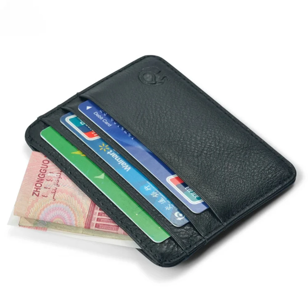 Retro First Layer กระเป๋าหนังแท้พร้อมช่องสล็อต Super Thin 100% หนังแท้ Bank Card Holder กระเป๋าใส่เหรียญ Sort กระเป๋าสตางค์