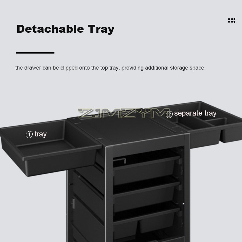 Lockable Salon Trolley Cart Tool Organizer with Locks for Hair Stylist Stations Black Rolling Tool Cart Security Hairdresser