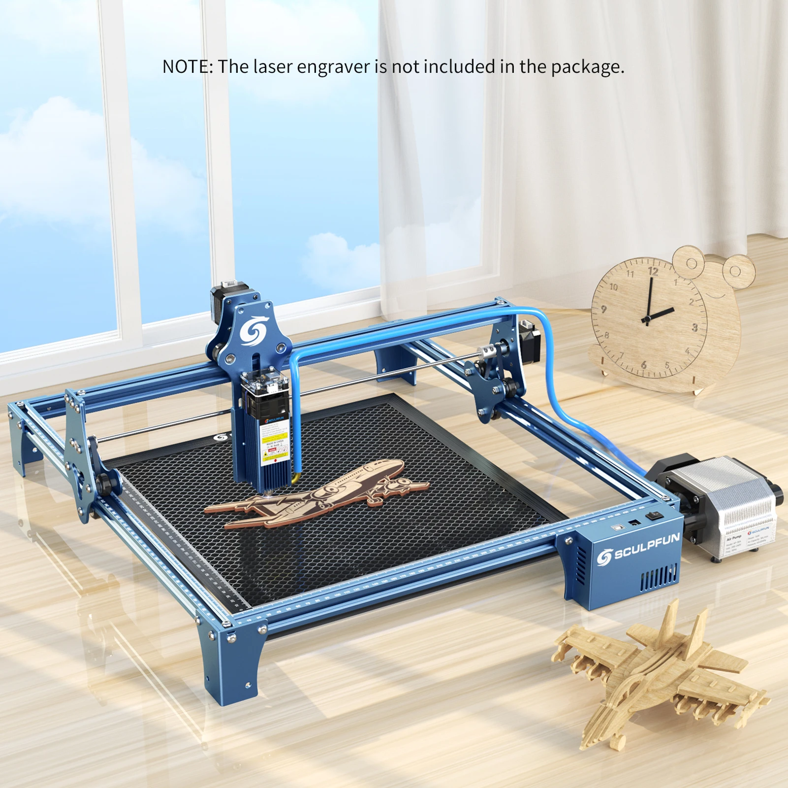 SCULPFUN S9 Air Assist Düsensatz 30 ml/Luftpumpe EU/US-Version 220 V/100 V Hochgeschwindigkeits-Air Assist Vollmetallstruktur