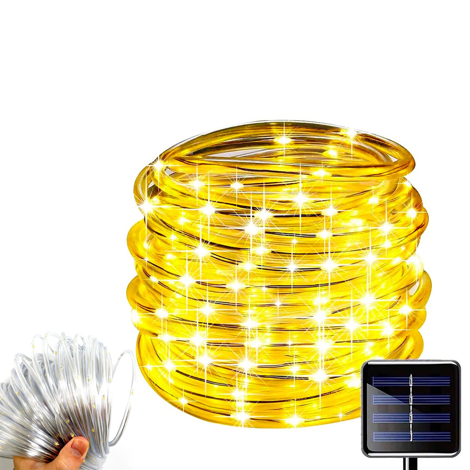 ガーデンフェンス庭のバルコニー用7m 50led屋外ledソーラーチューブロープ妖精ライト防水クリスマスデコレーションストリングランプ