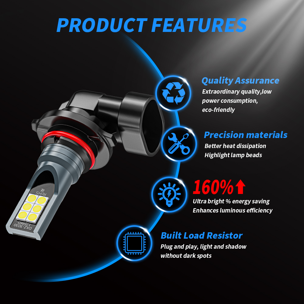 2 ชิ้น H8 H9 H11 หลอดไฟ LED 9005 9006 H10 H4 H7 หลอดไฟ Led Super Bright รถหมอกไฟวันขับรถวิ่ง 12 24 โวลต์ 6500 พันสีขาว